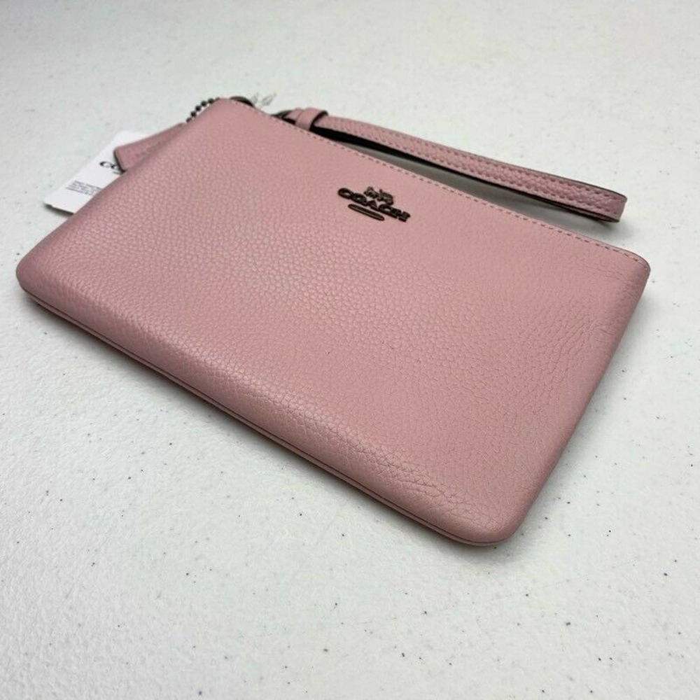 Coach Polished Pebble Leather Small Wristlet Pink - Picture 4 of 9